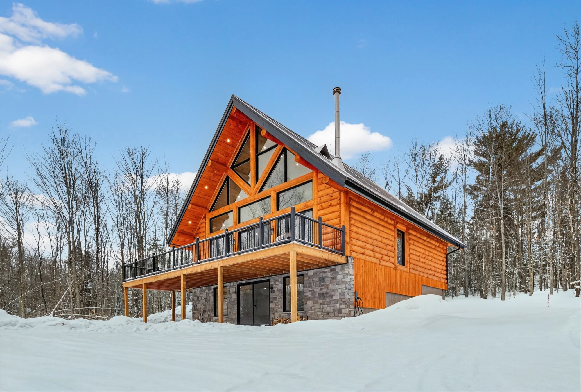 Chalet Bellevue exterior on a clear winter day
